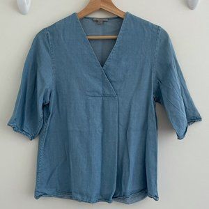 COS V-neck Denim Flare A-line Top Women US2